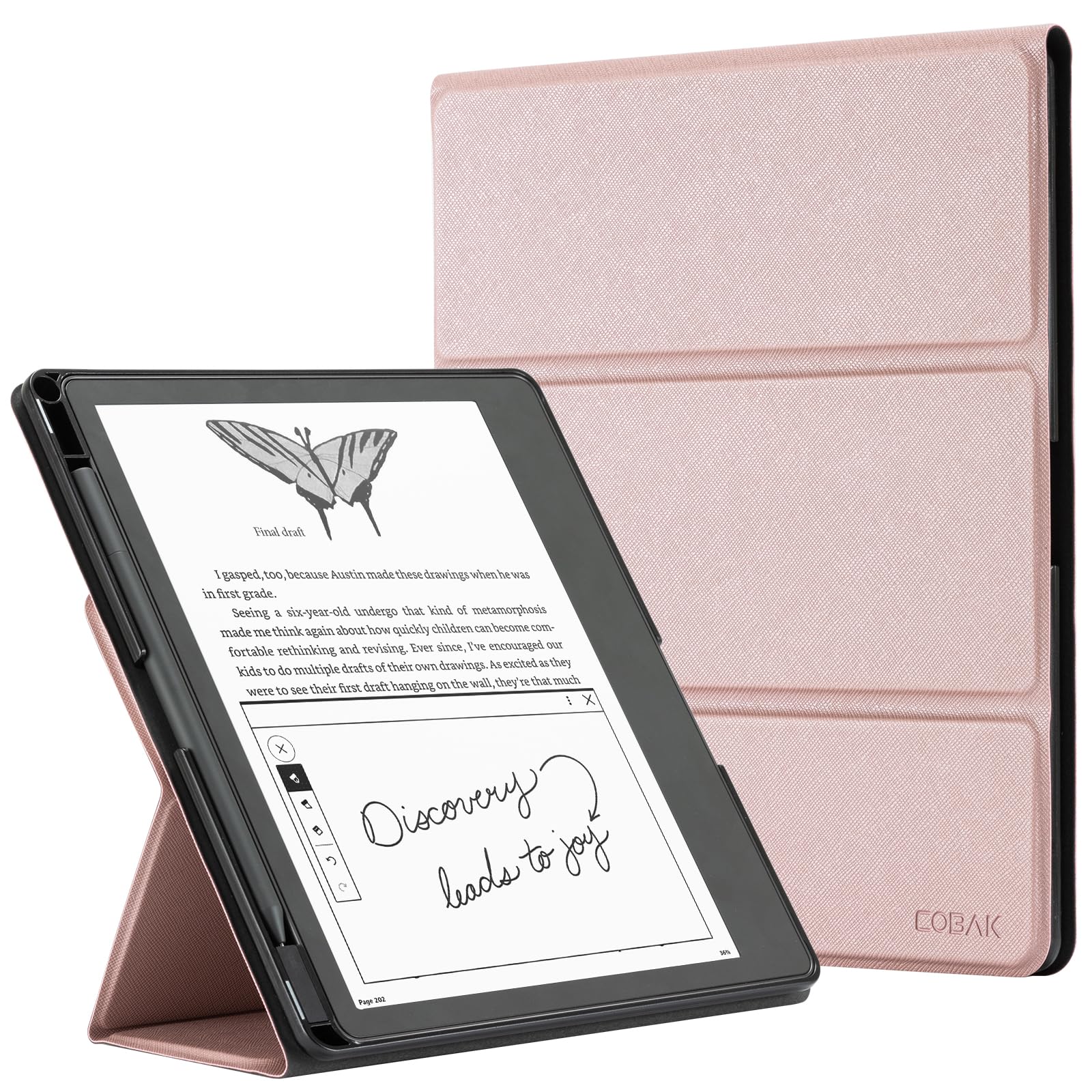 CoBak Stand Case for Kindle Scribe - Premium Folio Leather Cover with Pen Holder, Auto Sleep/Wake - Compatible with 10.2 Inch Kindle Scribe (2022/2024 Release)