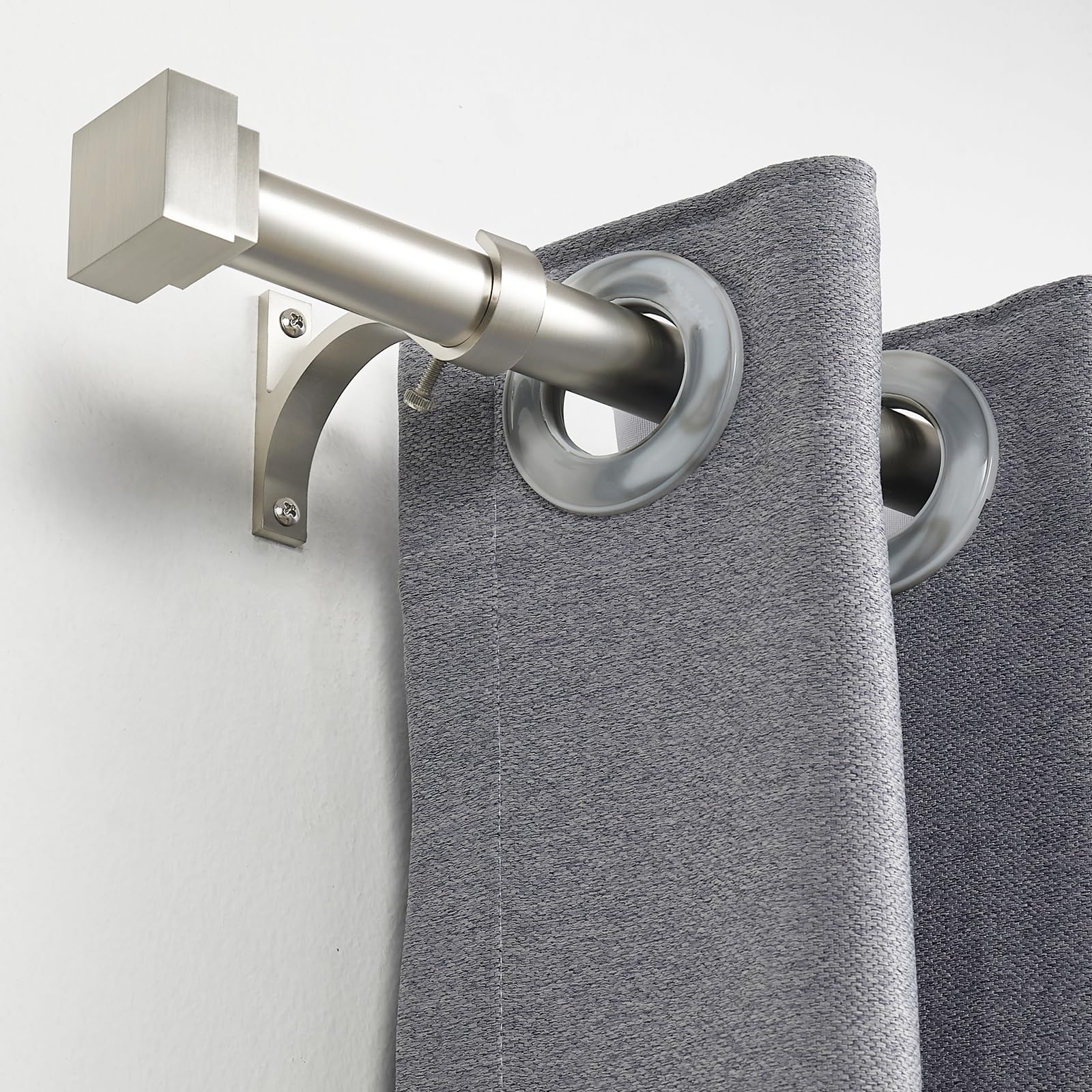 Single Curtain Rods for Windows 28 to 48 Inch(2.3-4ft),1 Inch Diameter Adjustable Heavy Duty Drapery Rods,with Modern Square Aluminum Alloy Finials,Antique Bronze