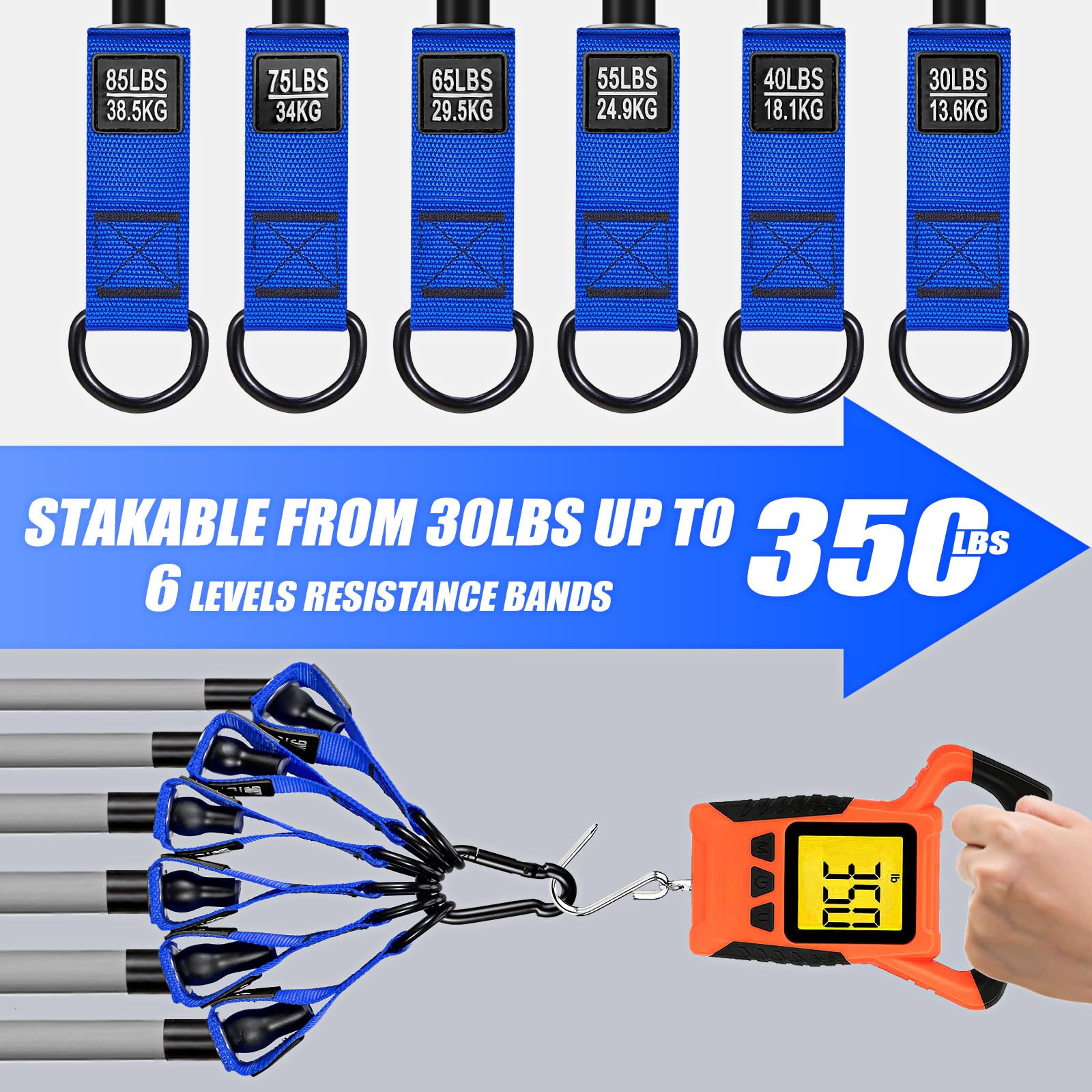 WOQQW Heavy Resistance Bands for Working Out, 350lbs/450lbs Exercise Bands with Handles, Workout Bands Set for Men, Fitness Weight Bands for Muscle Strength Training,Stretching,Slim,Home Gym Equipment