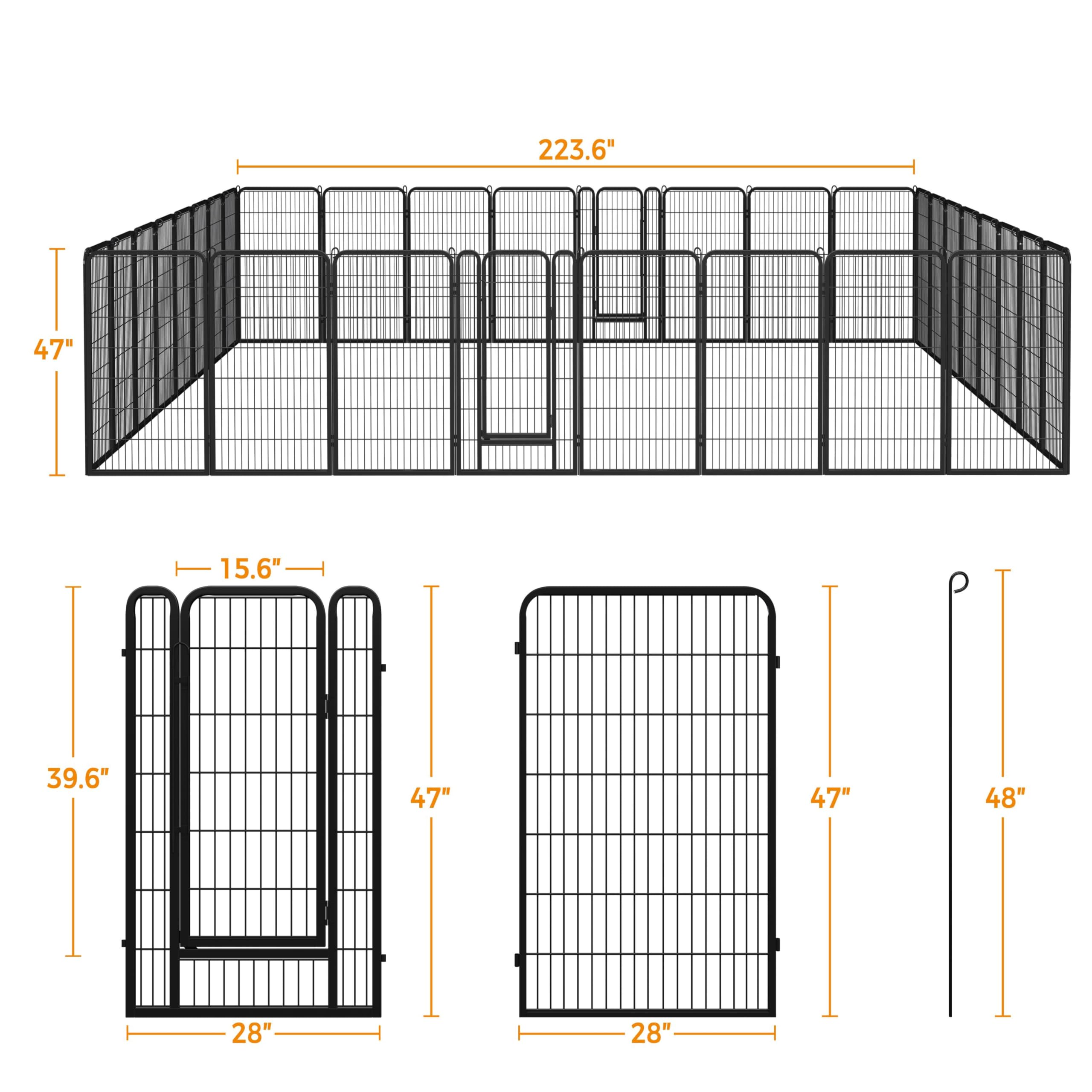 Yaheetech Dog Playpen, 24 inch 2 Panels Dog Pen for Indoor Heavy Duty Puppy Exercise Pen Metal Pet Fence for RV Camping/Yard/Garden