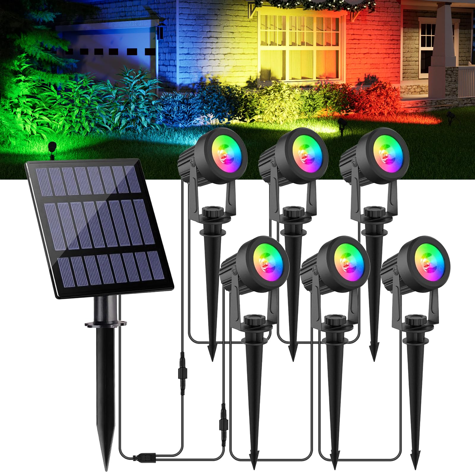 Solar Spot Lights Outdoor, Solar Landscape Spotlights IP65 Waterproof 9.8ft Cable,Auto On/Off Outdoor Wall Lights for Garden Yard Driveway Porch Walkway Pool (3000K Warm White)