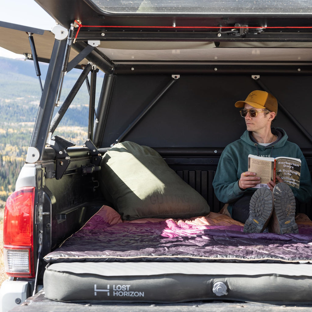 Lost Horizon Truck Bed Camping Air Mattress with Foam, Self Inflating Sleeping Pad for Tacoma 5FT with Pump Sack, 4.5" Thick