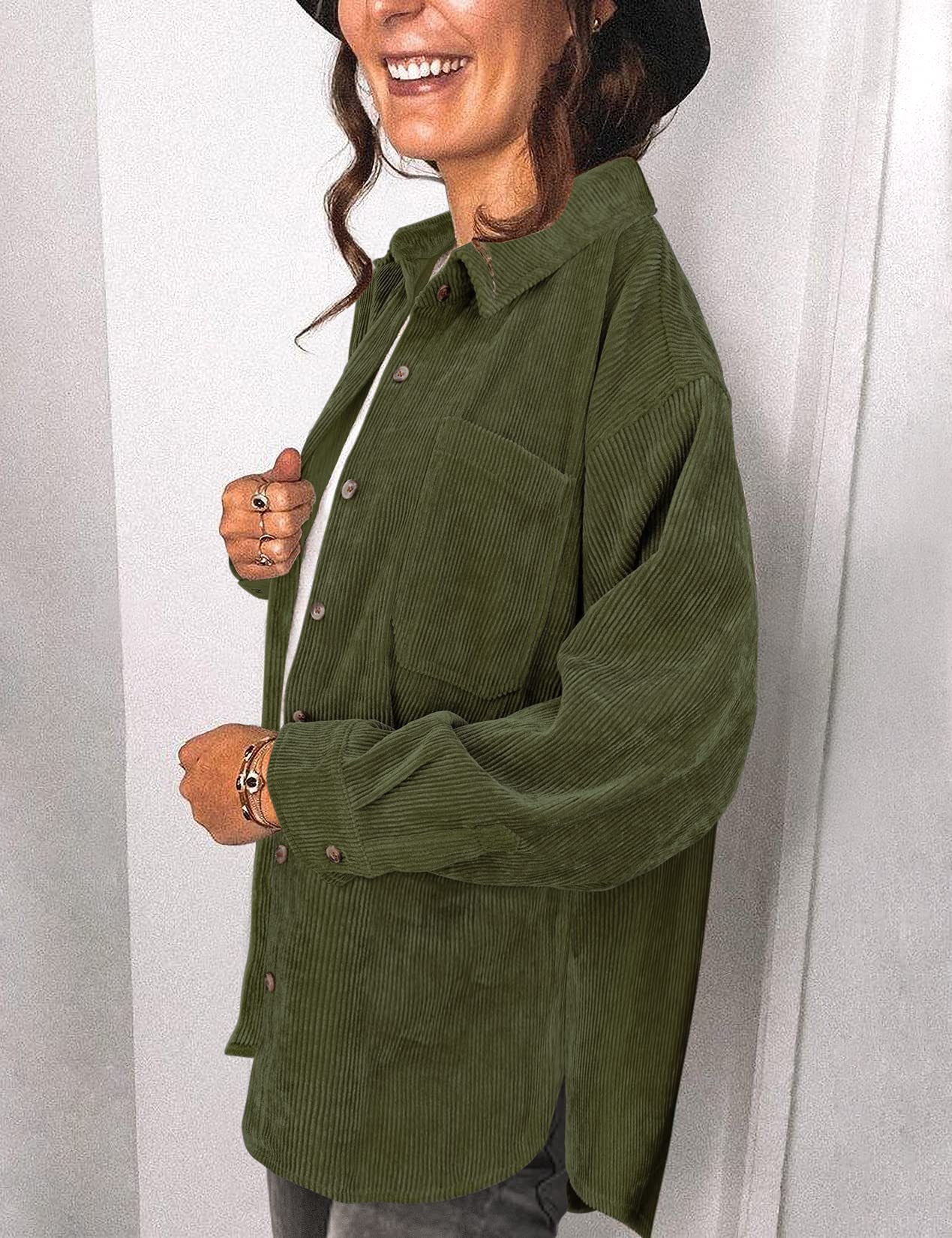Saslax Women's Corduroy Shirt Shacket Jacket