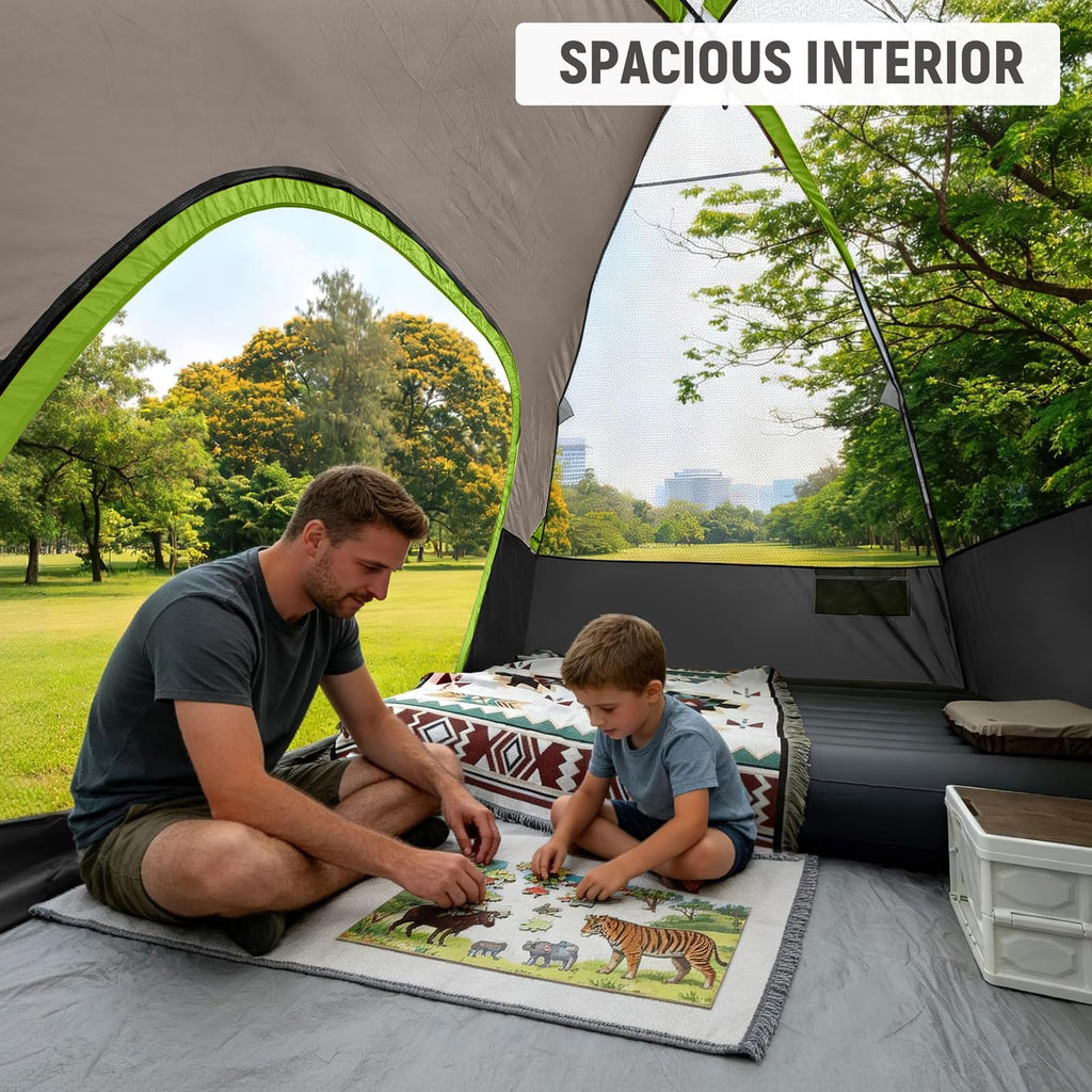 CAMPROS CP Camping Tent 2/4/6 Person, Waterproof Windproof Double Layer Dome Tent, Easy Setup with Large Mesh Windows & Wide Door for Outdoor Camping Backyard