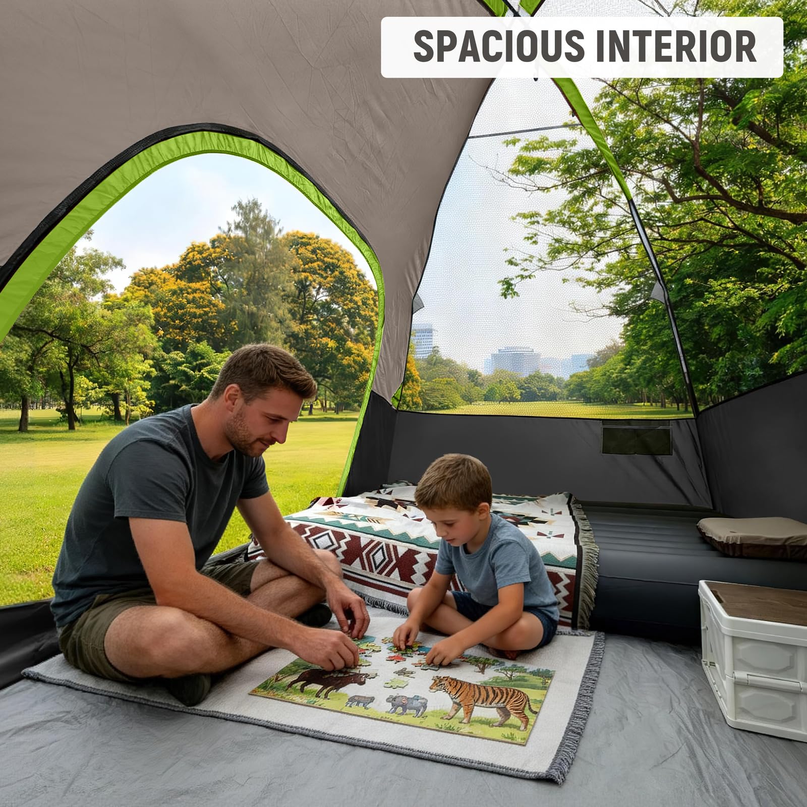 CAMPROS CP Camping Tent 2/4/6 Person, Waterproof Windproof Double Layer Dome Tent, Easy Setup with Large Mesh Windows & Wide Door for Outdoor Camping Backyard