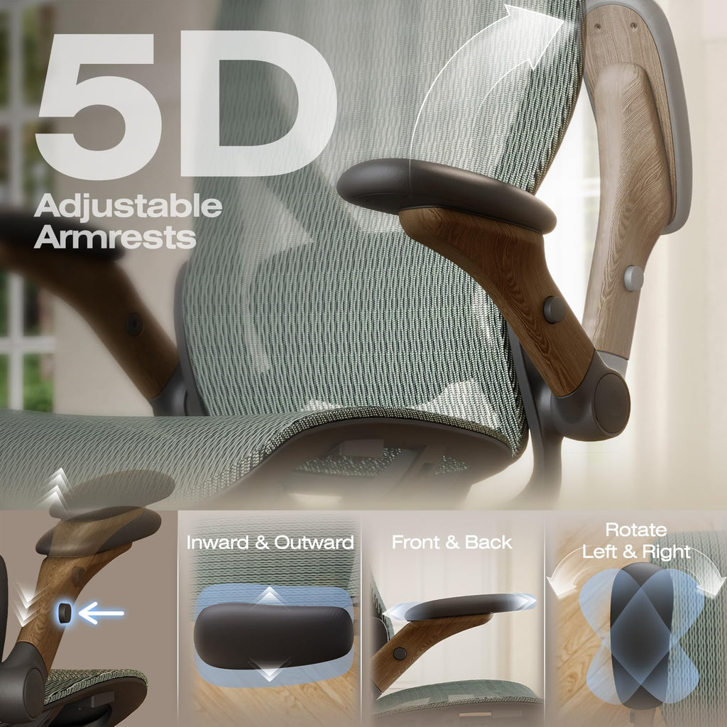 ELABEST X100 Ergonomic Office Chair with Footrest, Big and Tall Home Desk Chair with 5D Flip-Up Arms, Adjustable 3D Lumbar Support,High Back Rolling Computer Chair, Swivel Mesh Chairs (Coffee Break)