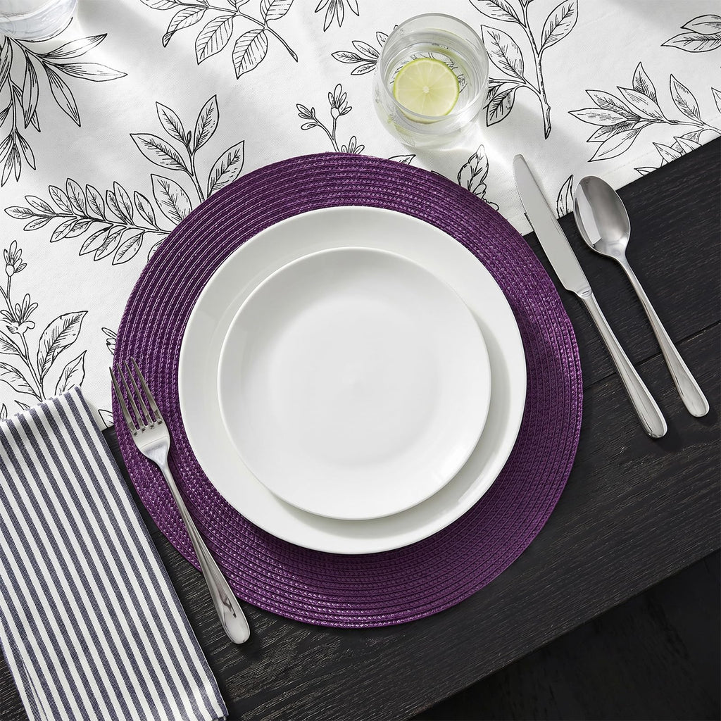 AHHFSMEI Round Placemats Set of 6 Heat Resistant Washable Non-Slip Woven Braided Table Mats for Dining Table Kitchen & Home Decor (Beige)