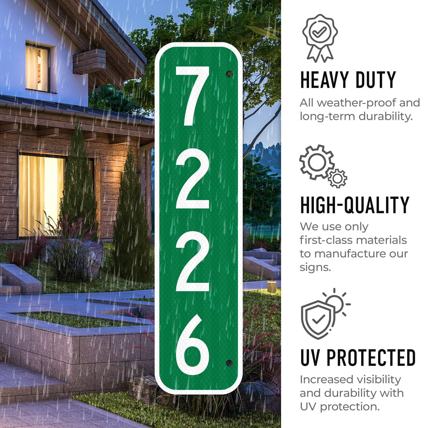 911 Address Number Sign, Custom Emergency Reflective Mailbox Sign, Visible Day & Night, Ideal for Driveway, Multi Unit Buildings and House, 6x12 Inches, 3M EGP Reflective .040 Aluminum, Fade Resistant,