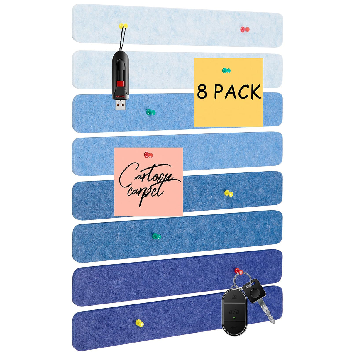 Felt Bulletin Board, 15.7''X 11.8'' corkboard Pin Board for Bedrooms Offices Home Wall Decoration, Self Adhesive Cork Board with 35 Push Pins for Paste Notes, Photos, Schedules (2 Pack)