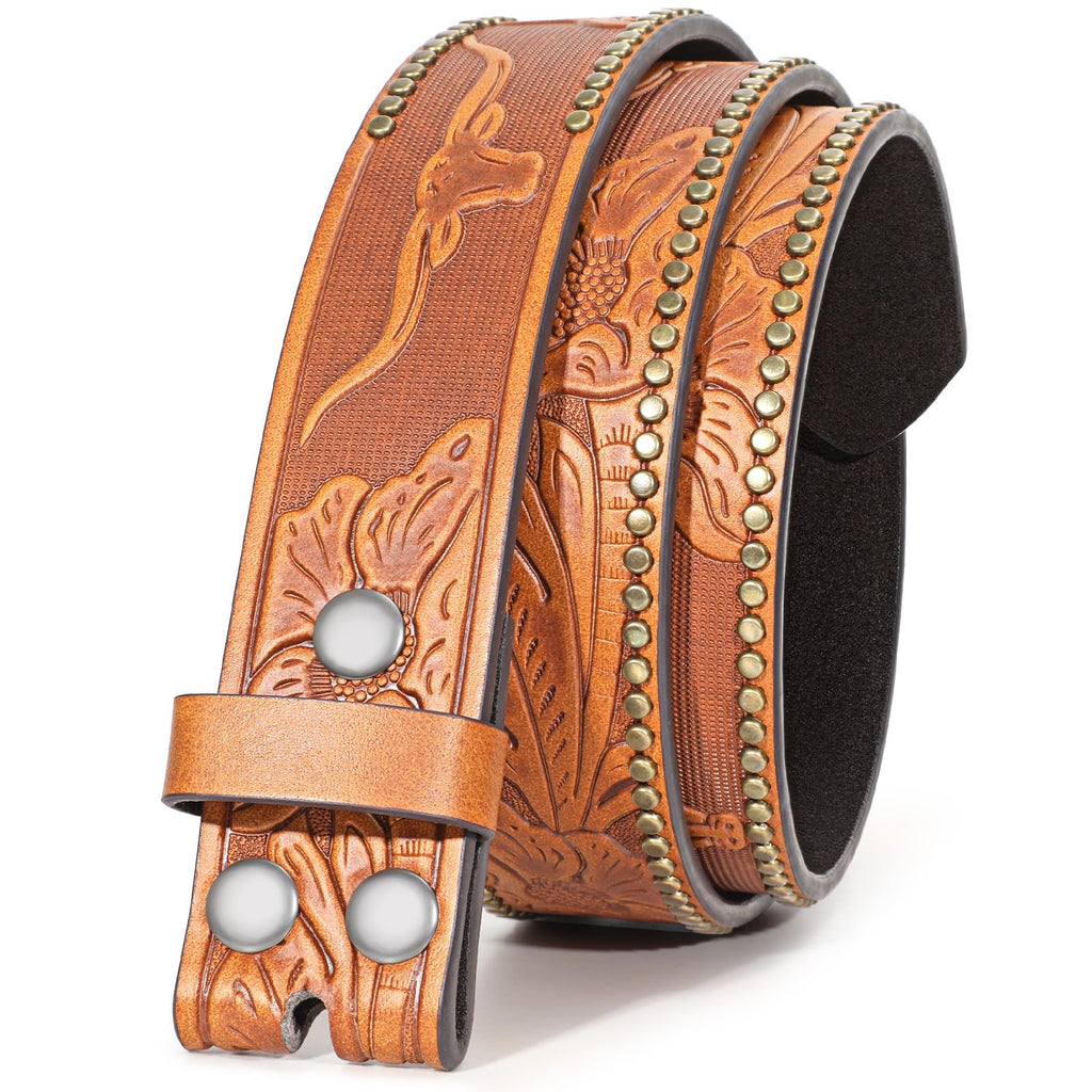 BELTROAD Western Leather Belt Strap for Men Women Cowboy Cowgirl Leather Mens Belts for Jeans Birthday Christmas Belt Gifts