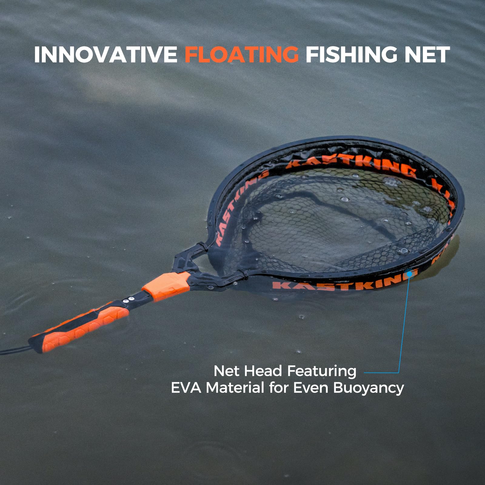 KastKing Titanet Fishing Net, Durable Aluminum Handle, Non-Slip Hi-Vis Grip, Compact Bag & Lanyard, Ideal for Kayak, Lake, Fly, or River Fishing, 2 Net Options