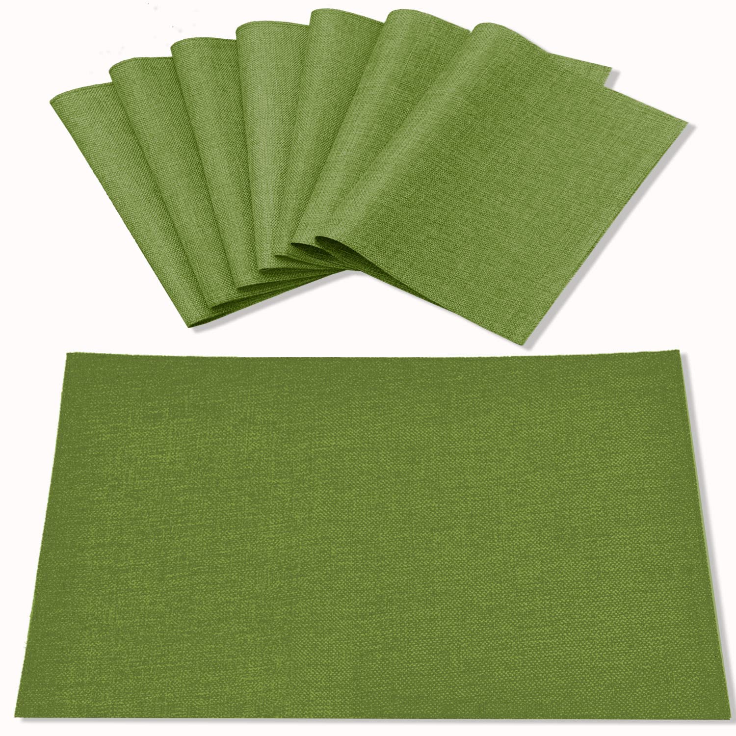 Cloth Placemats Set of 8, Linen Type Fabric Placemats Machine Washable Heat Resistant Placemats Wrinkle Free Thick Polyester Kitchen Place Mats for Dining Table (Beige)