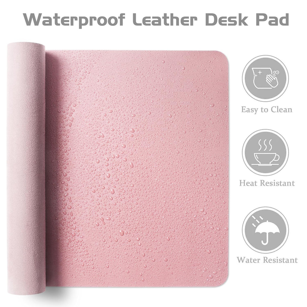 Aothia Leather Desk Pad Protector - Large Mouse Pad, Office Mat, Non-Slip PU Leather Blotter, Laptop Desk Pad, Waterproof Writing Pad for Office and Home (Beige, 38" x 13.7")