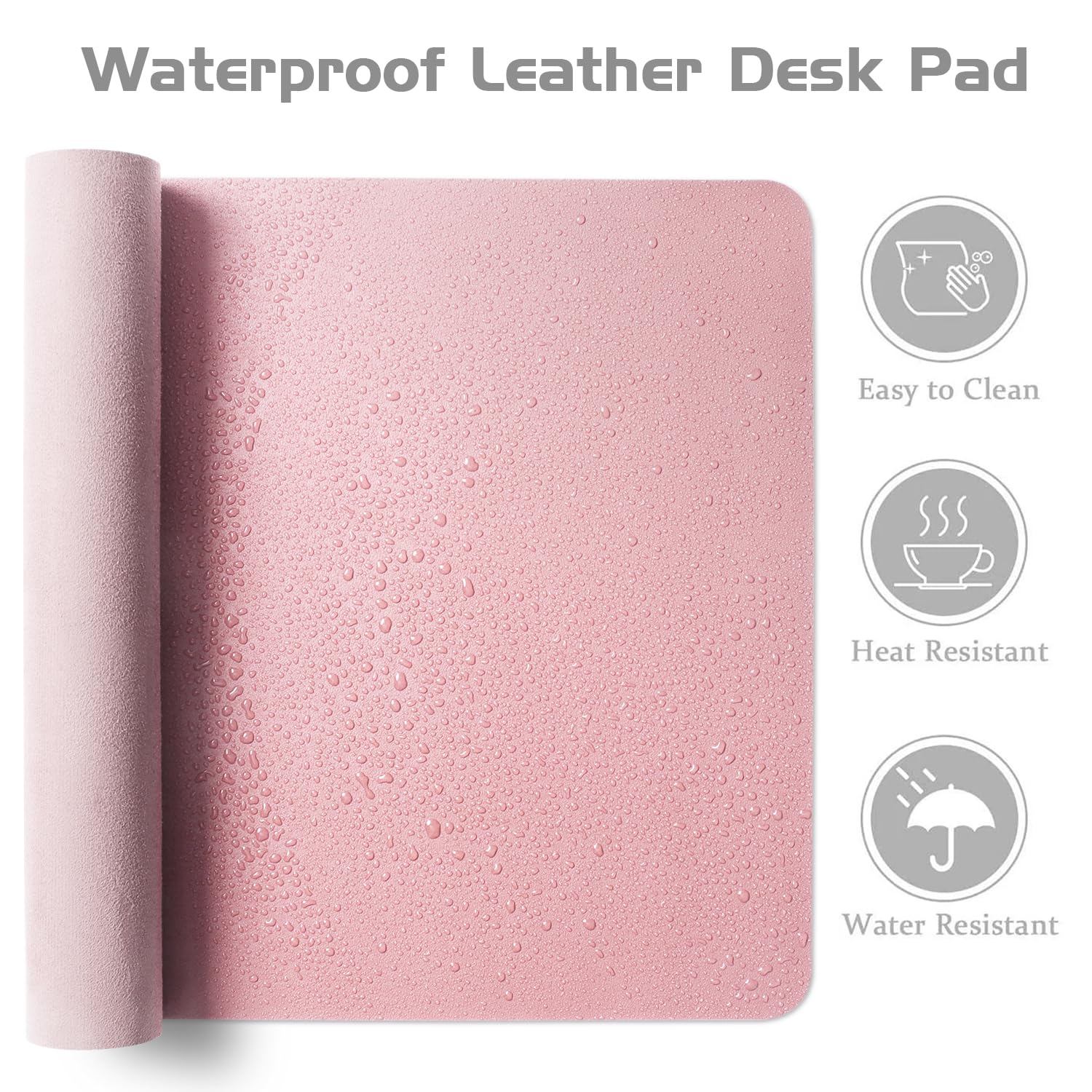Aothia Leather Desk Pad Protector - Large Mouse Pad, Office Mat, Non-Slip PU Leather Blotter, Laptop Desk Pad, Waterproof Writing Pad for Office and Home (Beige, 38" x 13.7")