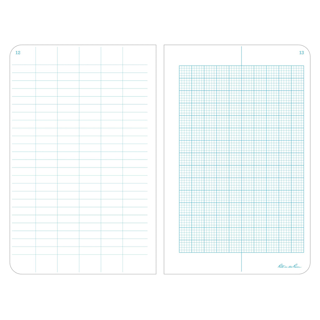 Rite in the Rain Weatherproof Hard Cover Notebook, 4.75" x 7.5", Black Cover, Universal Pattern (No. 770F)