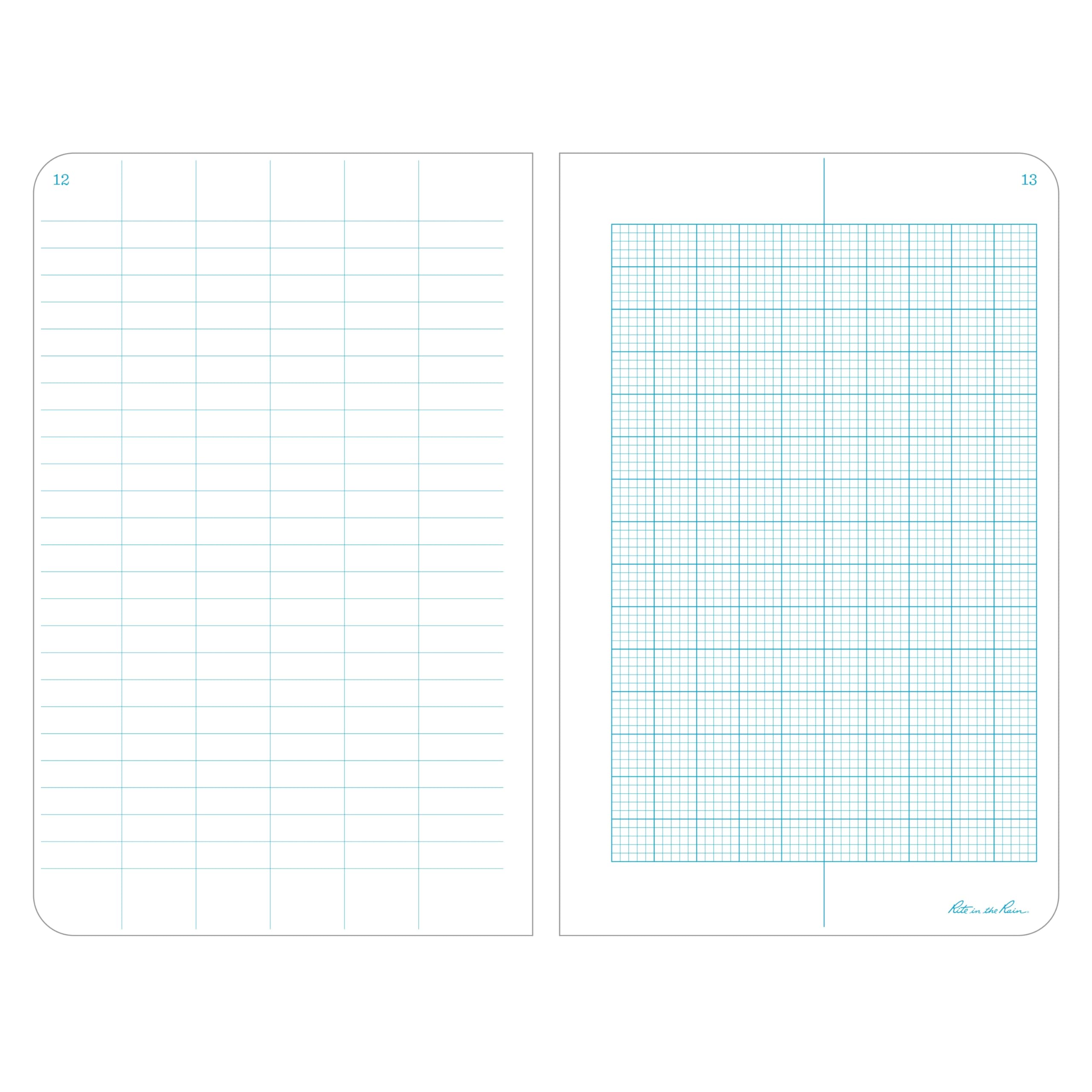Rite in the Rain Weatherproof Hard Cover Notebook, 4.75" x 7.5", Black Cover, Universal Pattern (No. 770F)