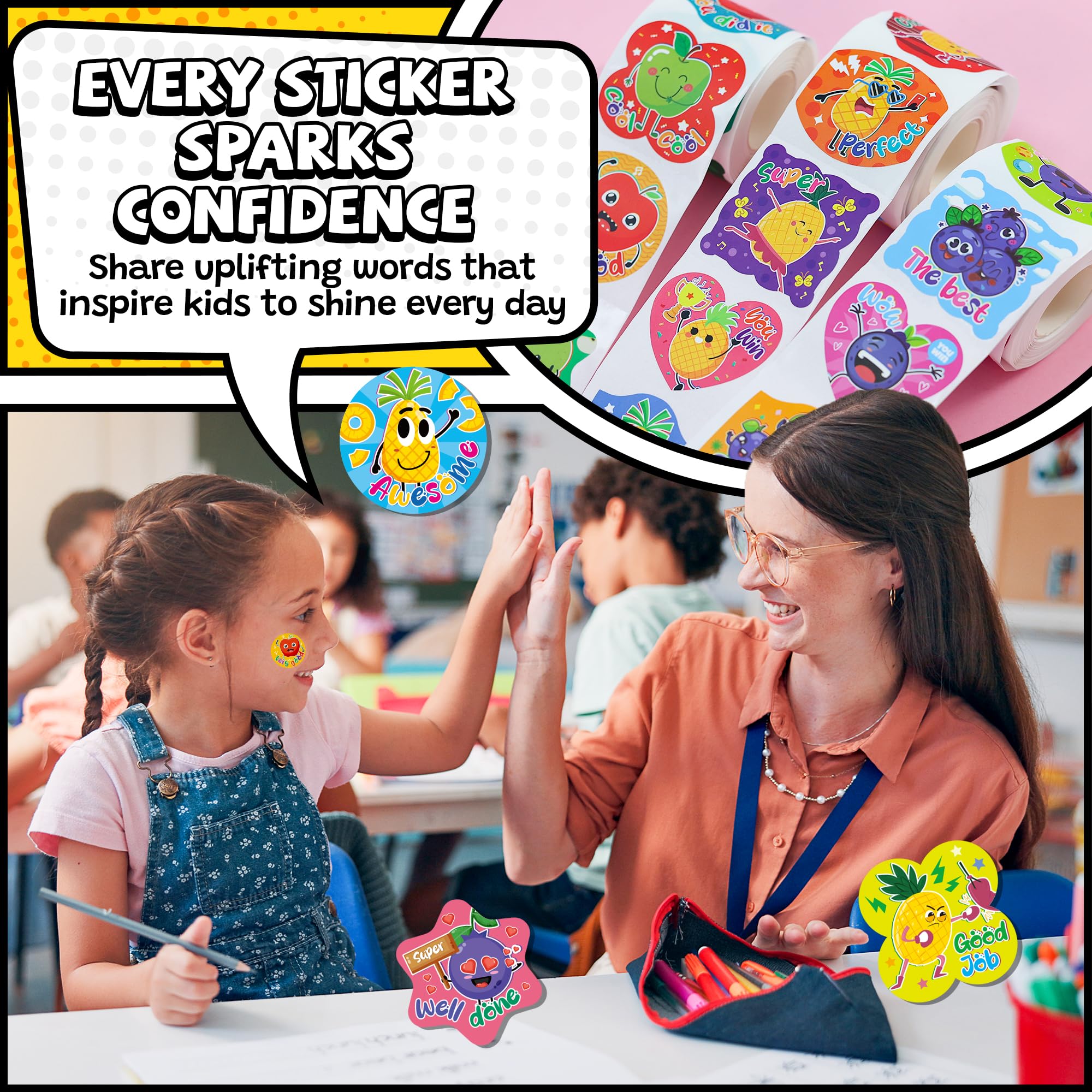 HORIECHALY 3 Rolls Scratch and Sniff Stickers for Kids, 600PCS Smelly Scented Stickers, Kid's Reward Sticker, Classroom Teacher Must Haves, School Supplies Incentives Christmas Children‘s Gift-1.57''