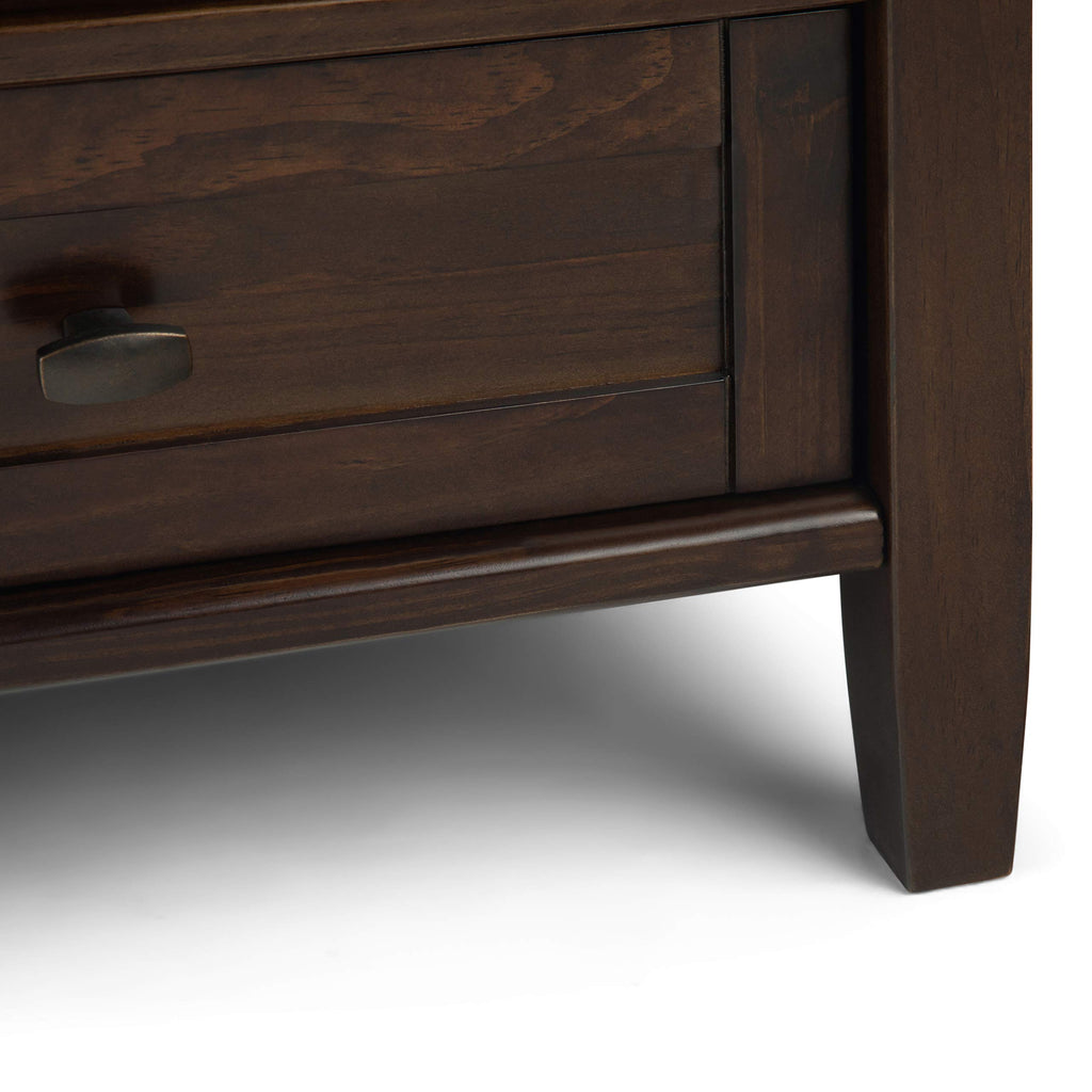 SIMPLIHOME Warm Shaker Coffee Table - 48 inch Wide Solid Wood Coffee Table in Black, Transitional Living Room Table with 2 Drawers, Open Shelf, Shaker Fronts and Tapered Legs