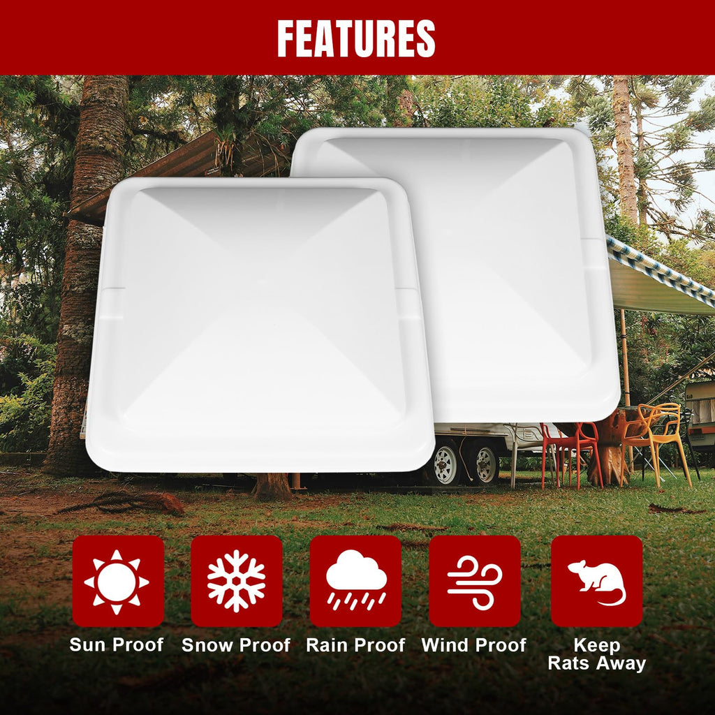 Jack Boss RV Roof Vent Cover, 14 Inch Replacement Vent Lid for Inside RV Trailer Camper Motorhome, White One Pack