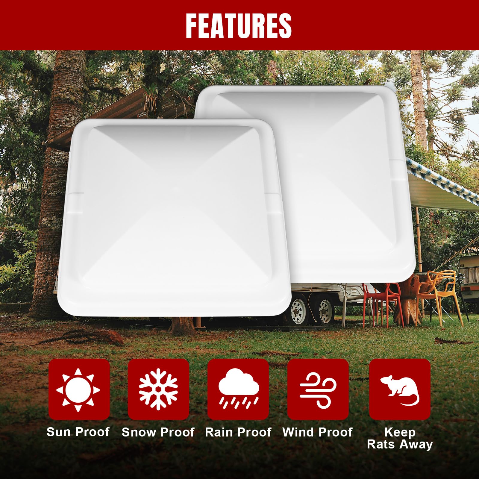 Jack Boss RV Roof Vent Cover, 14 Inch Replacement Vent Lid for Inside RV Trailer Camper Motorhome, White One Pack