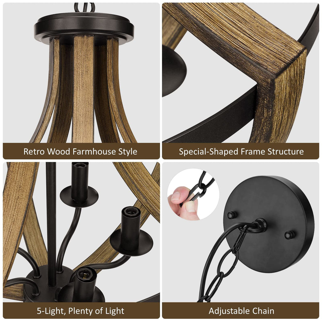 13.1" Modern Farmhouse Hanging Pendant Lighting, 4-Light Rustic Interior Flush Mount Ceiling Light Fixture, Vintage Chandelier for Hallway Foyer Dining Room Entryway Kitchen Island Bedroom
