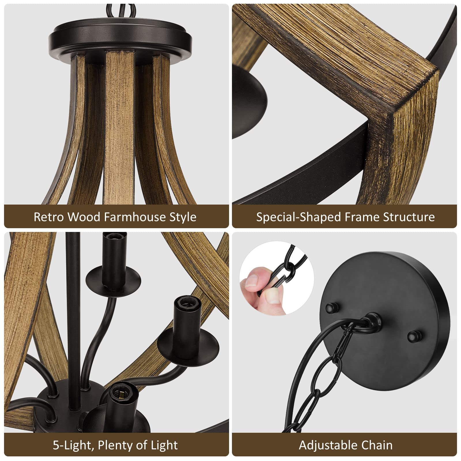 13.1" Modern Farmhouse Hanging Pendant Lighting, 4-Light Rustic Interior Flush Mount Ceiling Light Fixture, Vintage Chandelier for Hallway Foyer Dining Room Entryway Kitchen Island Bedroom