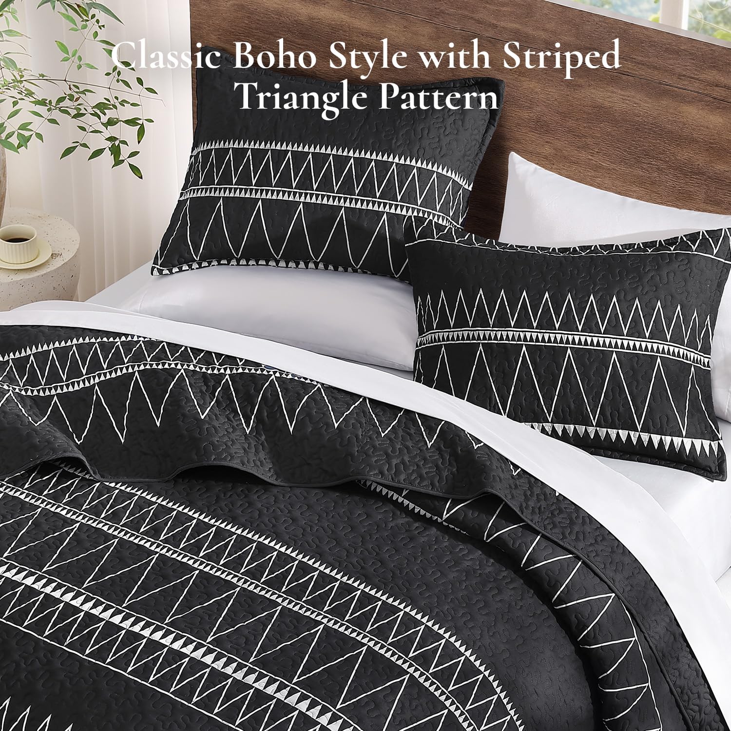 Andency Twin Quilt Set Grey, 2 Pieces Boho Lightweight Soft Striped Bedspread for All Season (68"x86"), Gray Printed Bohemian Polyester Reversible Coverlet Comoforter Sets