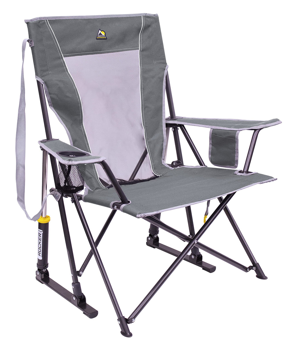 GCI Outdoor Comfort Pro Rocker Camping Chair | Portable Folding Rocking Chair with Durable Armrests & Drink Holder — Blush