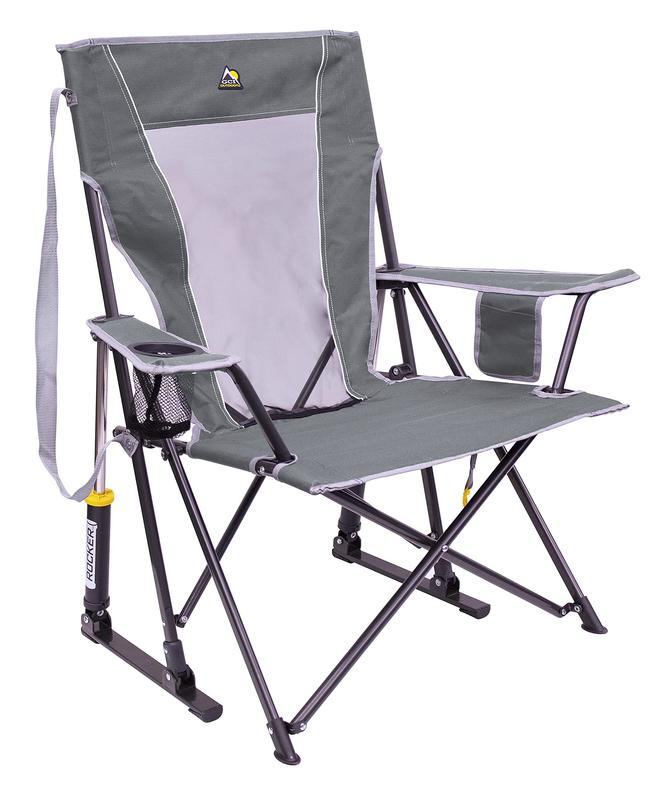 GCI Outdoor Comfort Pro Rocker Camping Chair | Portable Folding Rocking Chair with Durable Armrests & Drink Holder — Blush