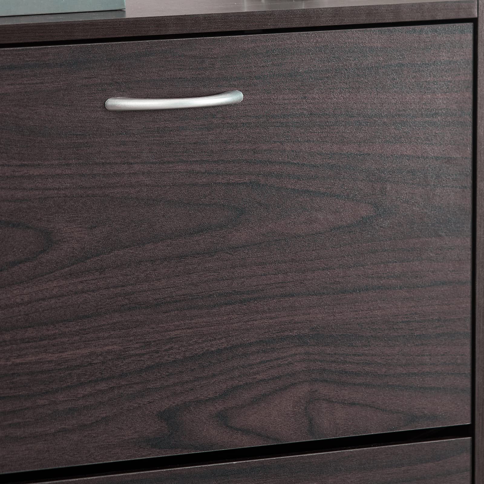 Haotian Shoe Cabinet Storage for Entryway, Narrow Shoe Cabinet with Two Flip Drawers to Save Space, Shoe Rack Cabinet for Front Door Entrance Hallway (Black)