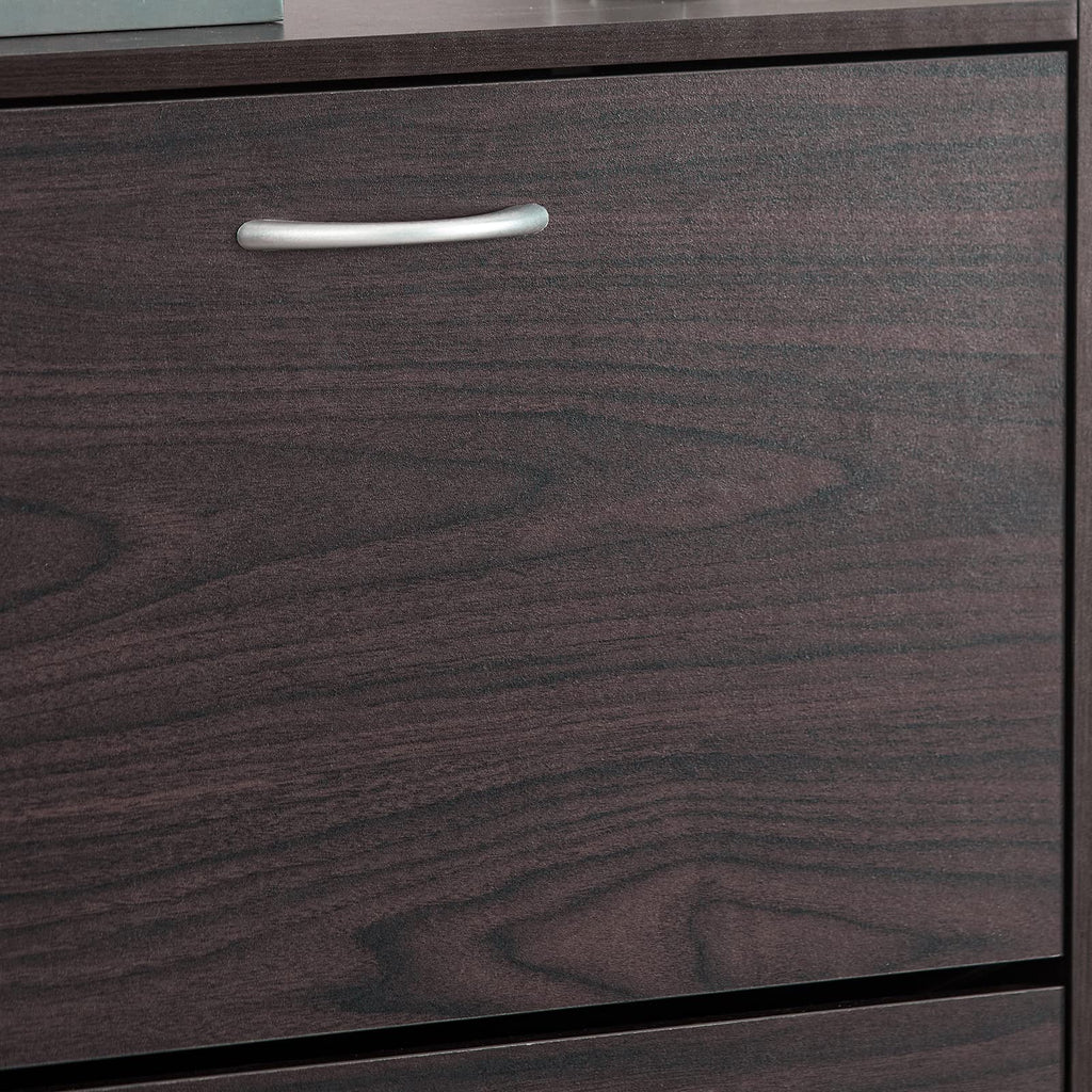 Haotian Shoe Cabinet Storage for Entryway, Narrow Shoe Cabinet with Two Flip Drawers to Save Space, Shoe Rack Cabinet for Front Door Entrance Hallway (Black)