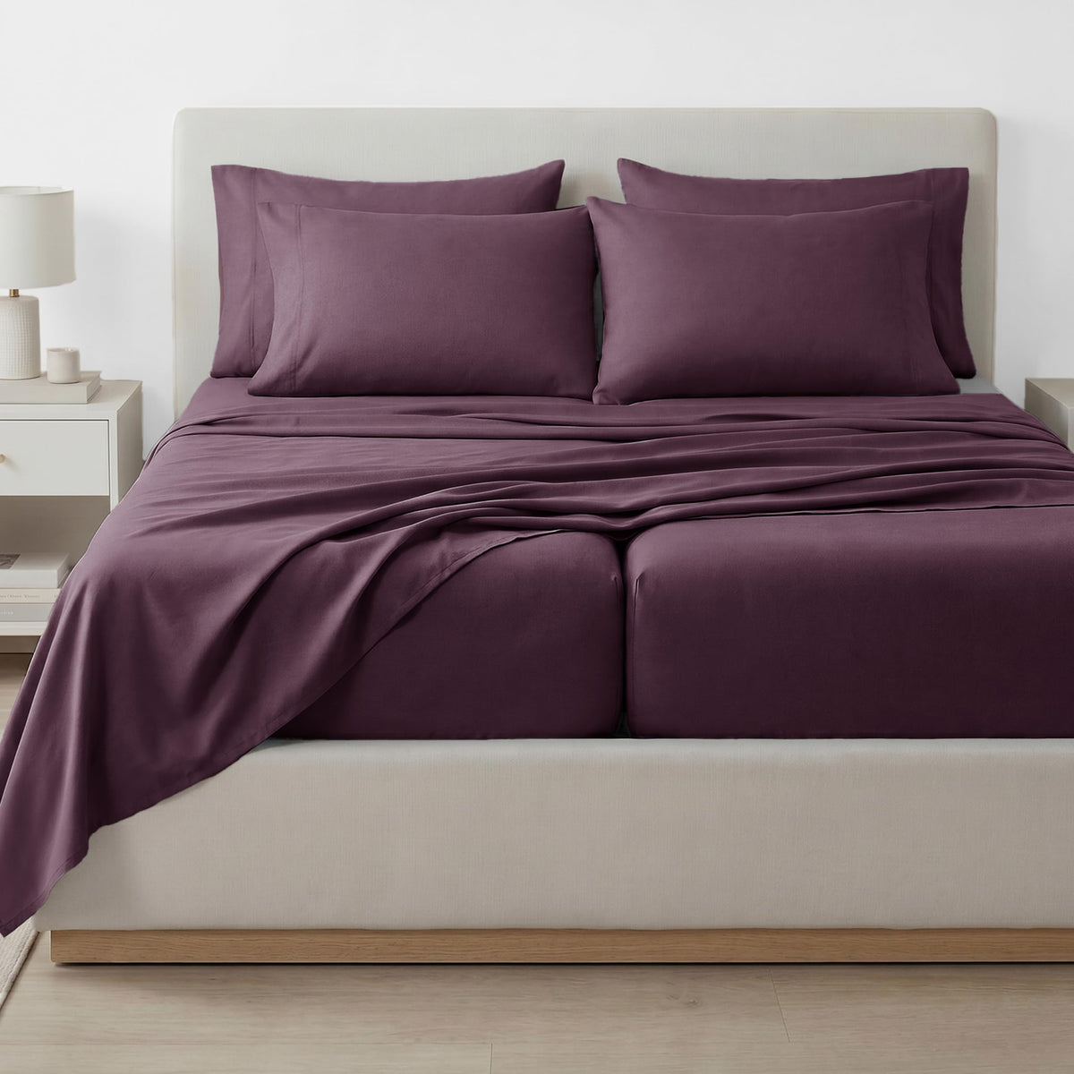 Southshore Fine Living, Inc. 4-Piece, 21-Inch Deep Pocket Twin Sheets Set with Fitted Sheet, Soft Microfiber, Oversized Flat Sheet, 2 Pillow Cases Standard Size, Hotel Collection Twin Bed White Sheets