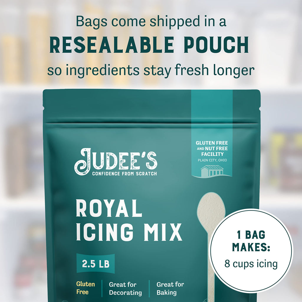 Judee's Gluten Free Royal Icing Mix - Easy Mixing with Meringue Powder - For Sugar Cookie Decorating & Cookie Icing - Gluten Free Meringue Powder & Nut Free Baking Mix - 8 Oz
