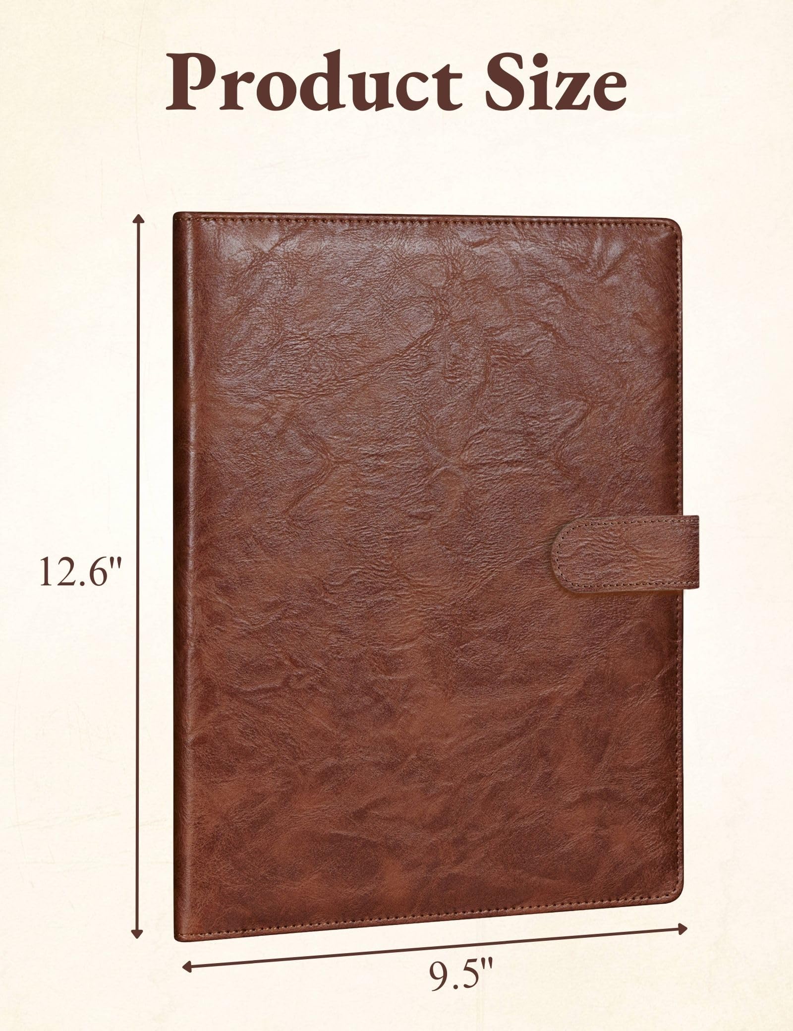 Padfolio Portfolio Resume Folder with Pocket, Premium Faux Leather Interview Writing Legal Pads Document Organizer Portfolio with Business Card Holder (Black)