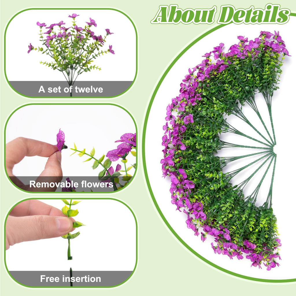 Ammyoo Artificial Faux Hanging Plants Flowers Basket for Spring Outdoor Decoration, Fake Silk Daisy UV Resistant Look Real with Eucalyptus Leaves Summer Outside Decor for Home Patio Garden