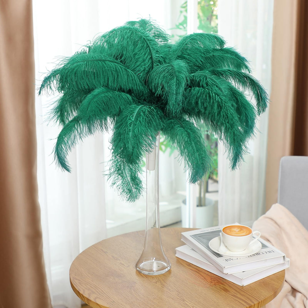 Retrowavy 50 Pcs 14-16 Inches Large Natural Ostrich Feathers Bulk for Centerpieces for Wedding Party Centerpieces Home Decoration Flower Arrangement (Black)