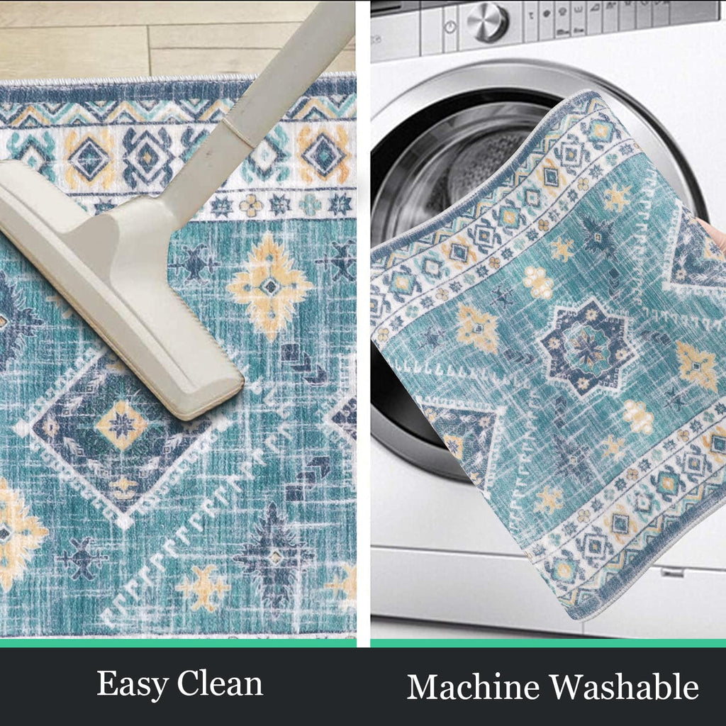 HEBE Boho Kitchen Rug Sets 3 Piece with Runner Non Slip Kitchen Rugs and Mats Washable Kitchen Mats for Floor Thick Kitchen Floor Mat Carpet Runner Rugs for Hallway Laundry Holiday Decor