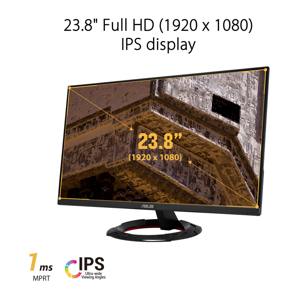 ASUS TUF Gaming 24” (23.8” viewable) 1080P Monitor (VG249QE5A) - FHD, 144Hz Overclock to 146Hz, IPS, Extreme Low Motion Blur Sync, 1ms, Speakers, Variable Overdrive, DisplayWidget Center, 3yr Warranty