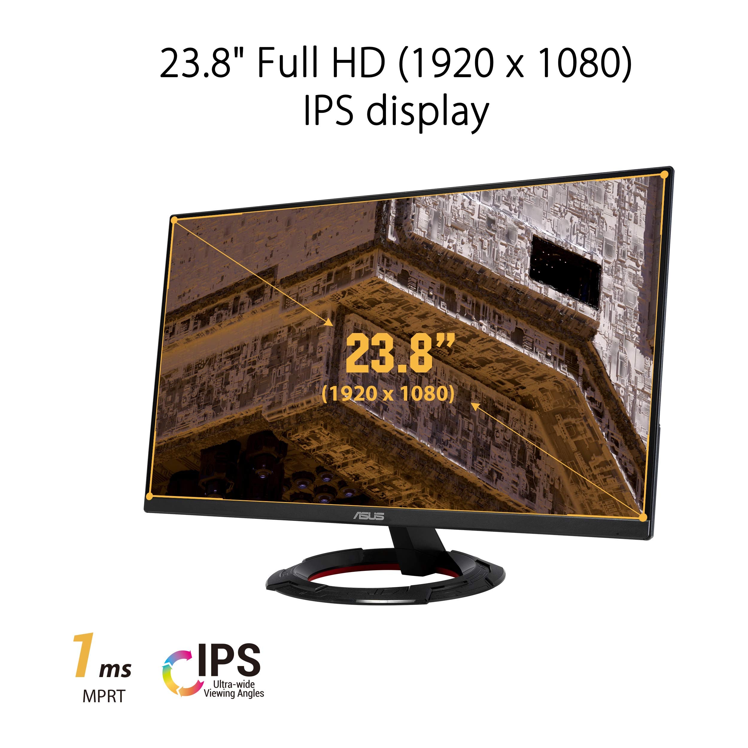 ASUS TUF Gaming 24” (23.8” viewable) 1080P Monitor (VG249QE5A) - FHD, 144Hz Overclock to 146Hz, IPS, Extreme Low Motion Blur Sync, 1ms, Speakers, Variable Overdrive, DisplayWidget Center, 3yr Warranty