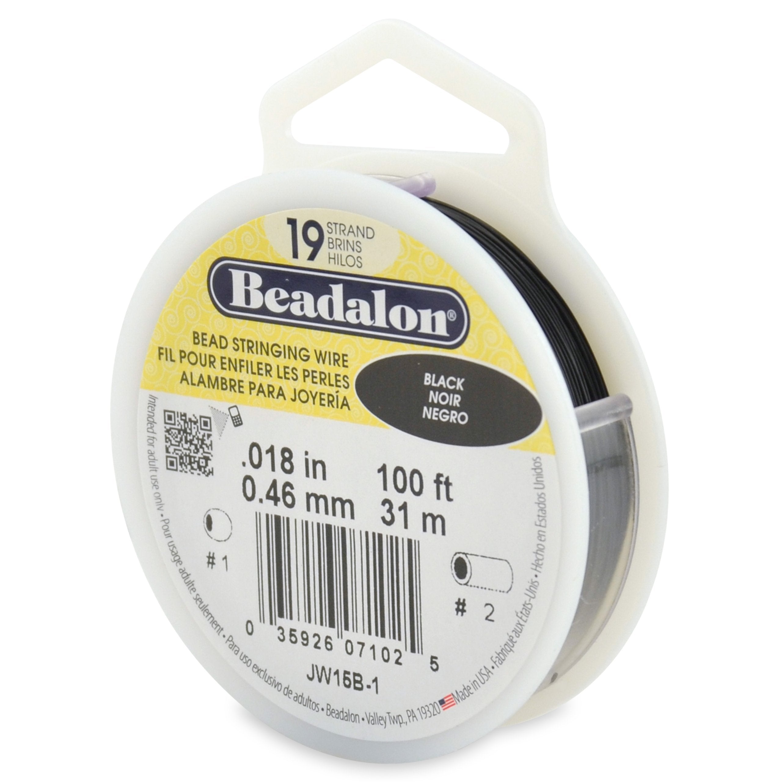 Beadalon 19 Strand Stainless Steel Bead Stringing Wire, .010 in / 0.25 mm, Bright, 100 ft / 31 m