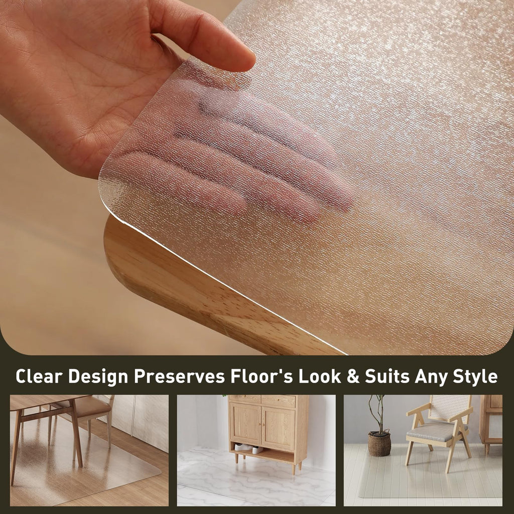 Area Floor Mat for Home, 3'×5' Black No Slip Waterproof Vinyl Area Rug for Hard Floor, Spill Resistant Floor Protector Cover for Kitchen, Easy Clean Splat Mat for Under High Chair