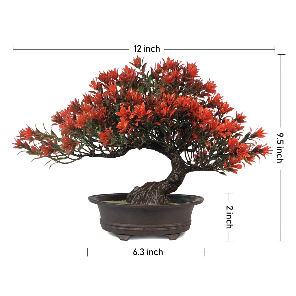Small Fake Plants Desk Decor Artificial Bonsai with Pot, 9.5" Tall, Green