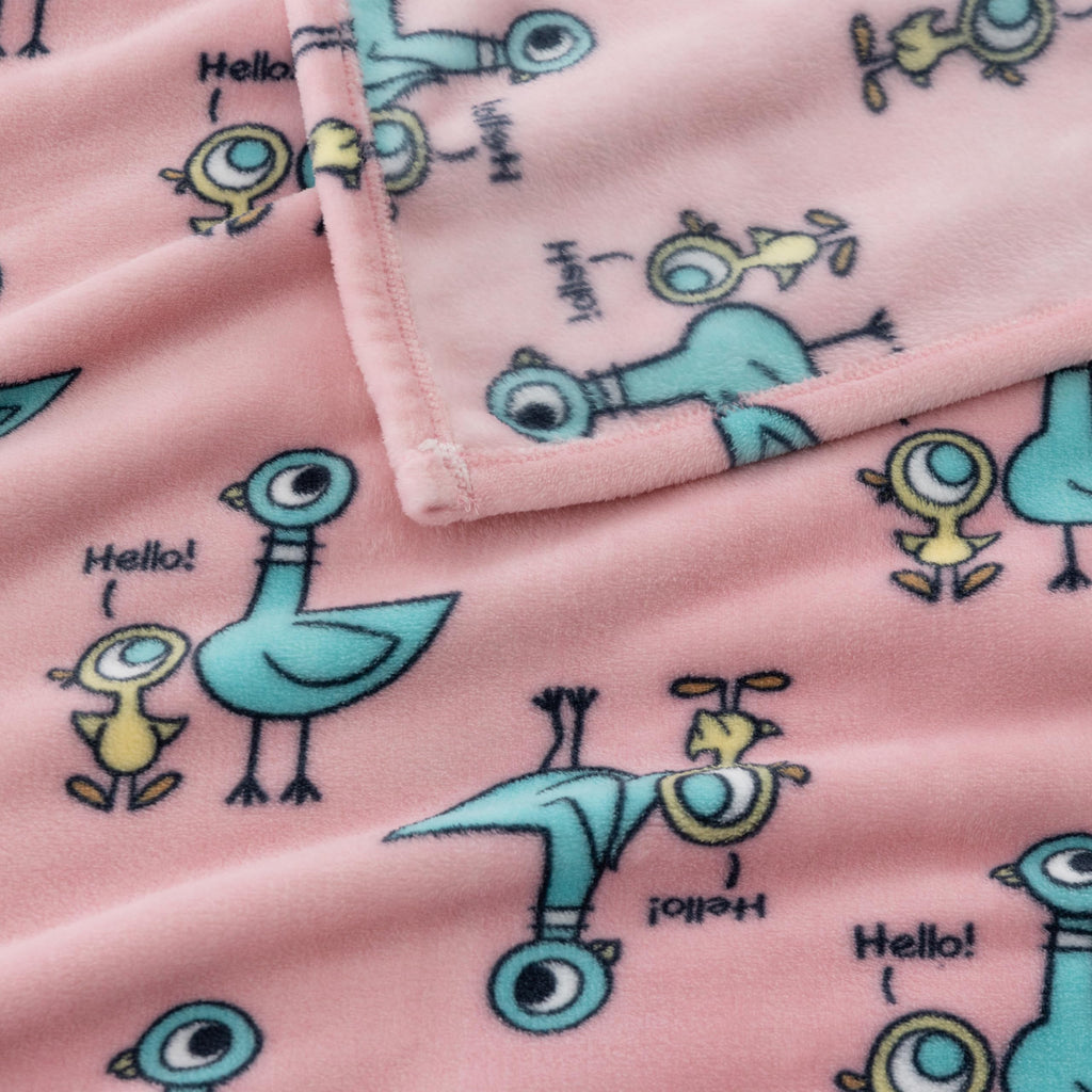 Berkshire Blanket VelvetLoft® Luxury Soft Polyester Throw Blanket, Don’t Let The Pigeon Drive The Bus, 50 x 70in(Official Mo Willems® Product)