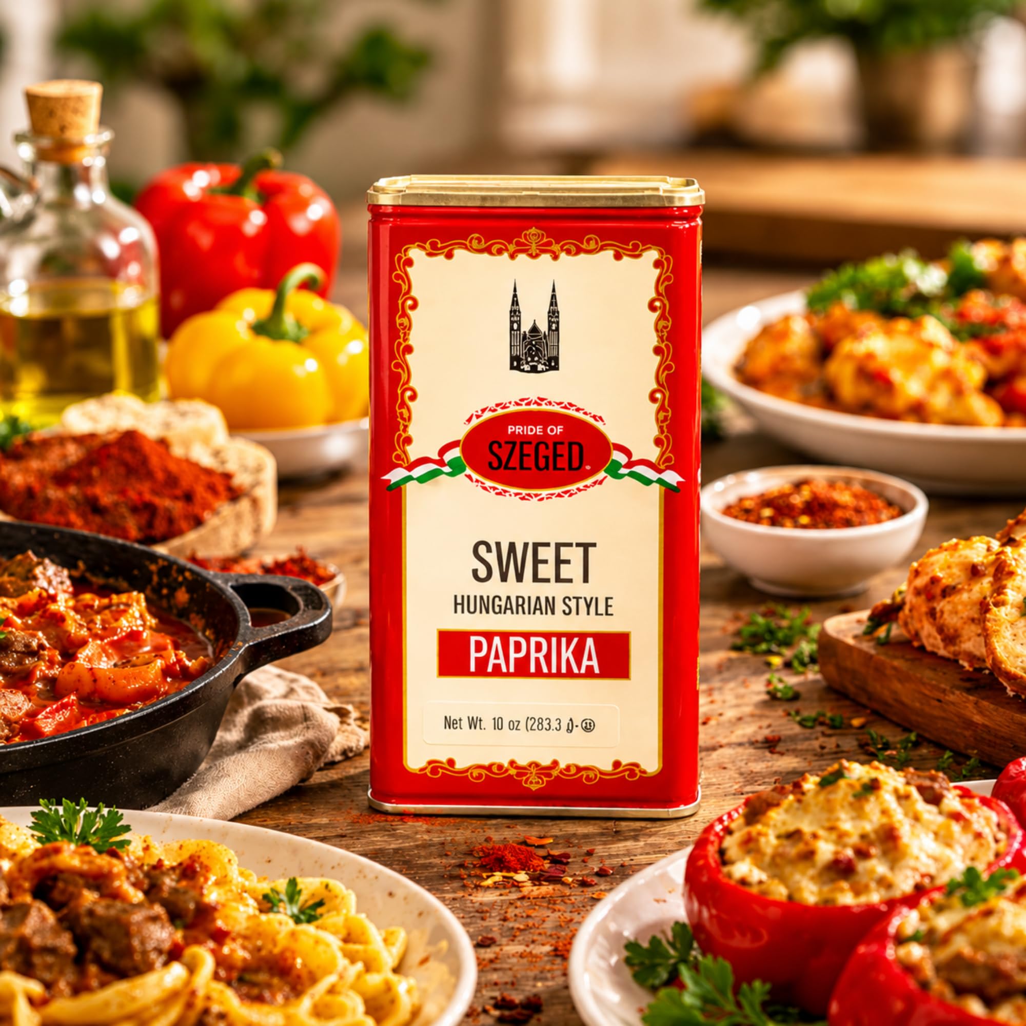 Pride of Szeged Hot Paprika Powder, Bright Red, 4 oz. Tin, 1-Count