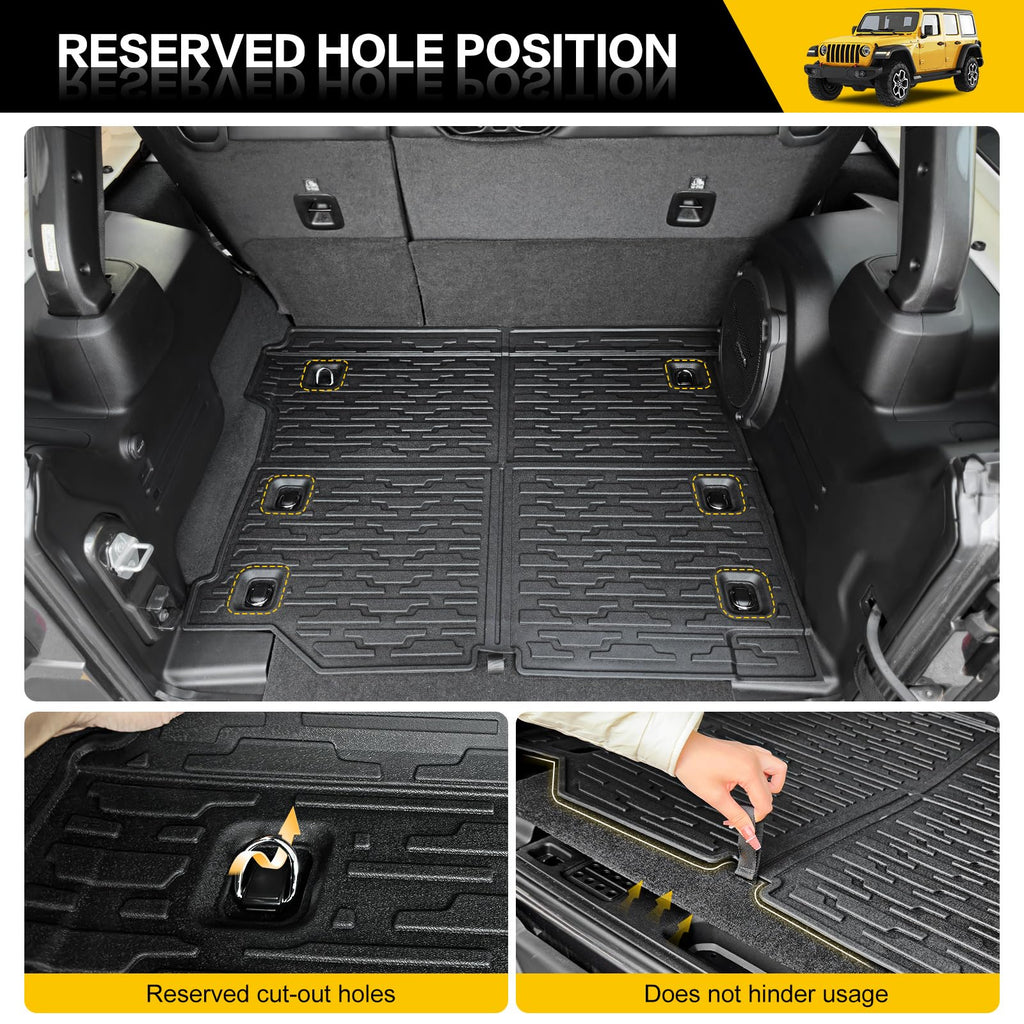 Cargo Mats for 2018-2025 Jeep Wrangler JL Unlimited 4X4 Trunk Mat with Backrest Liner, All Weather TPE Protector Rear Back Seat Mats for 18-25 Wrangler JL 4X4 4 Door Accessories