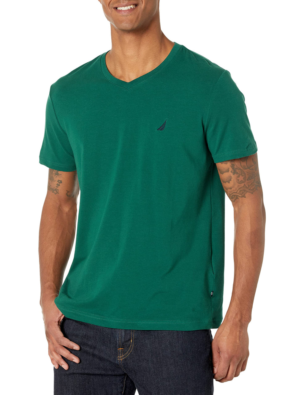 Nautica Mens Short Sleeve Solid Slim Fit V-Neck T-Shirt