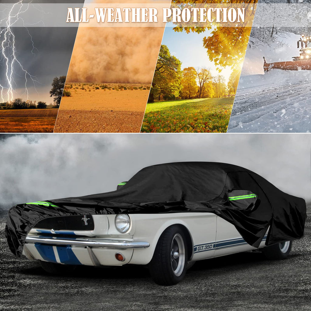 Waterproof Car Cover Replace for 1964-1978 Ford Mustang, 6 Layers All Weather Custom-Fit Mustang Full Car Covers with Zipper Door for Snow Rain Dust Hail Protection (1964-1978)