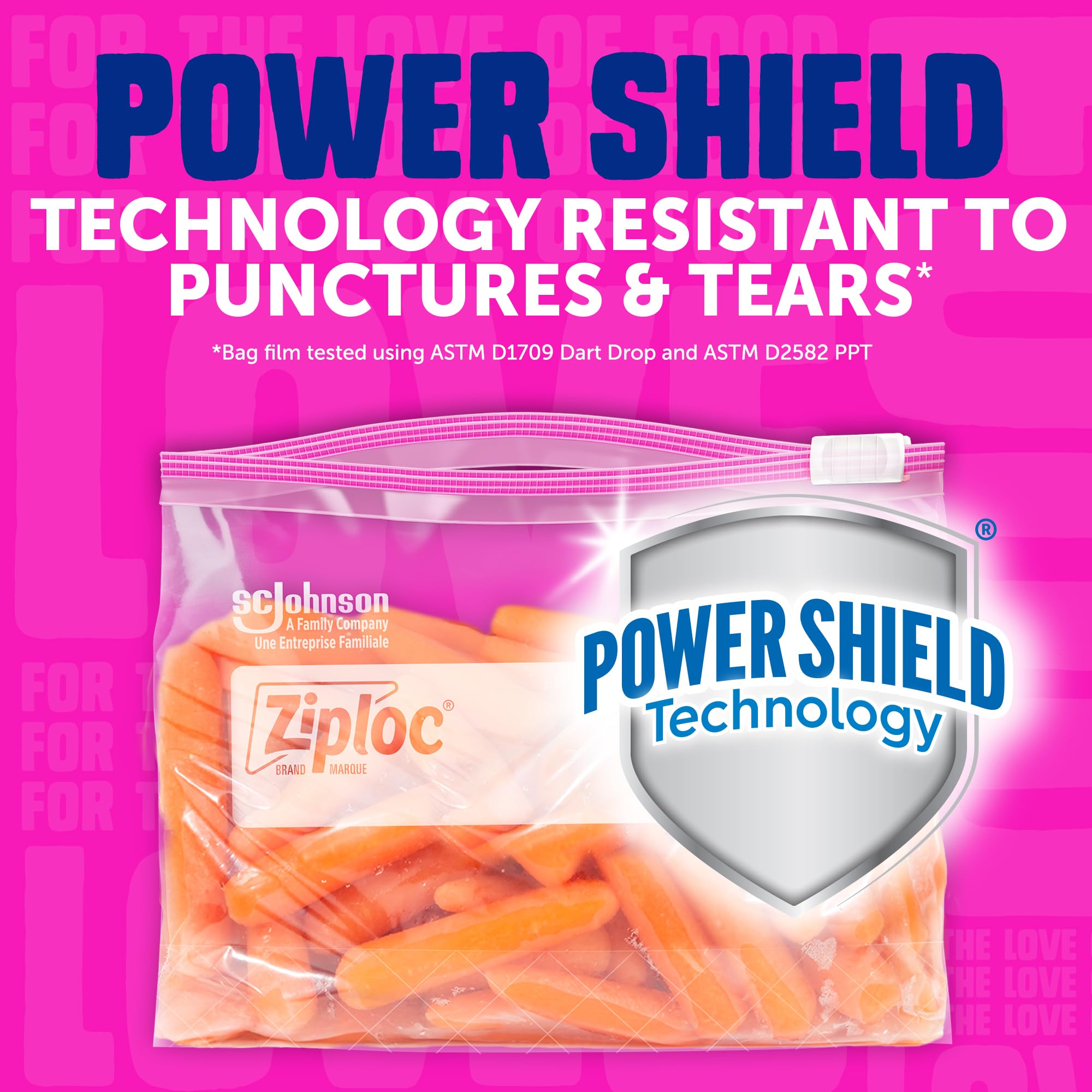 Ziploc 2.5 Gallon Jumbo Storage Slider Bag, Power Shield Technology, 12 count