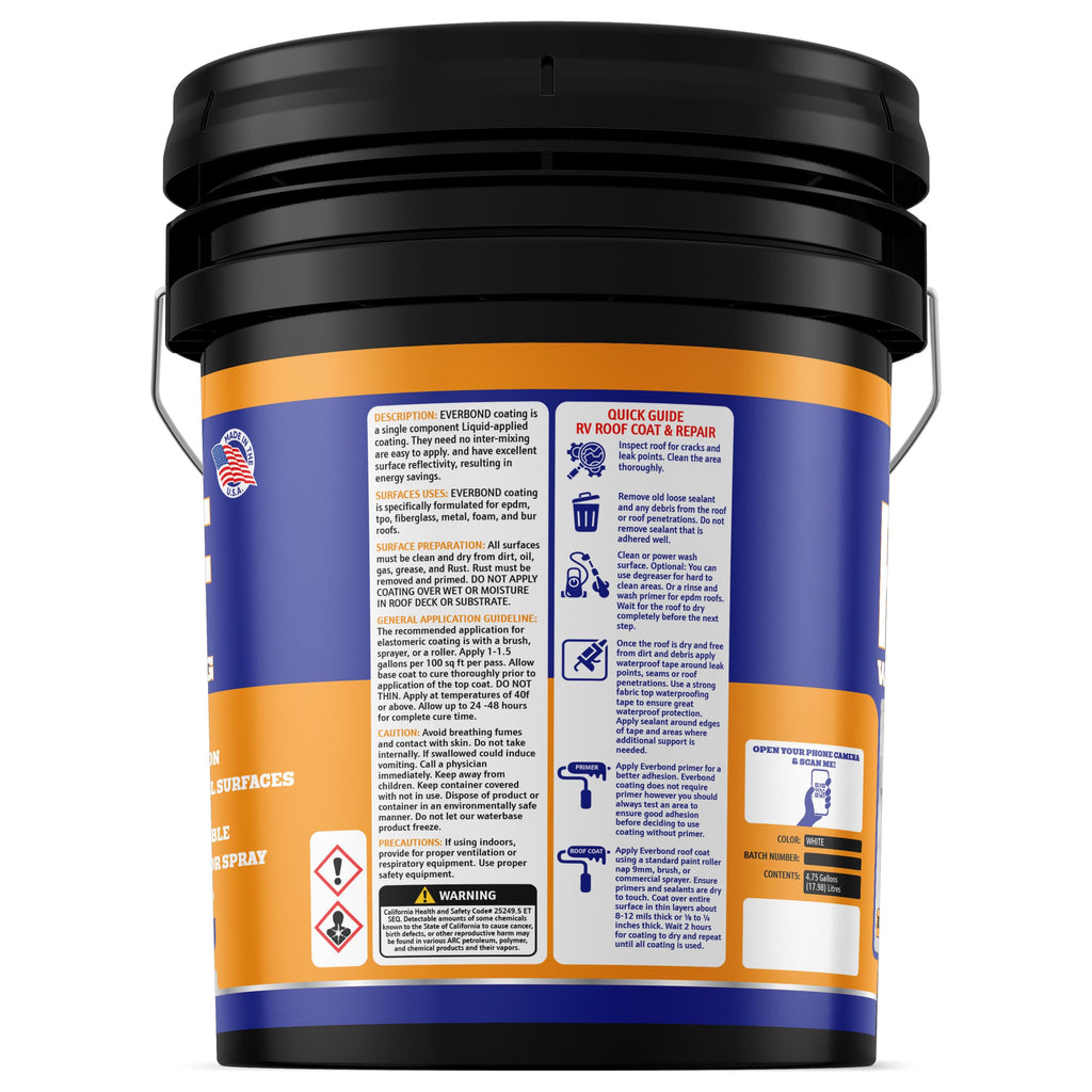 EverBond Multipurpose Primer - Primer for Roof Coatings - Use on EPDM Rubber, Wood, Fiberglass, Concrete, and Metal Surfaces - Easy to Apply on RVs, Campers, and Trailers - 1 Gallon