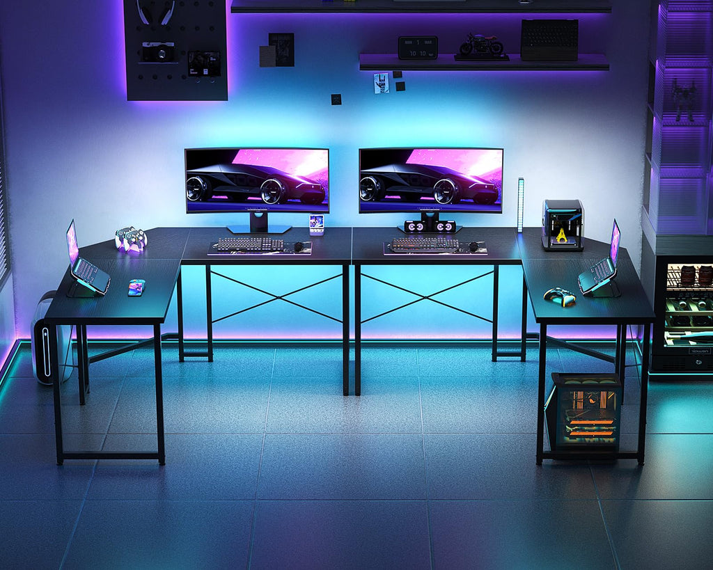 Casaottima 47 inch L Shaped Gaming Desk, Corner Desk Gaming Table for Home Office, Computer Desk Sturdy Writing Workstation for Small Space, Easy to Assemble, Black